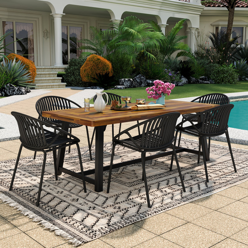 Ferrysburg Patio 7-Piece Dining Set, Black