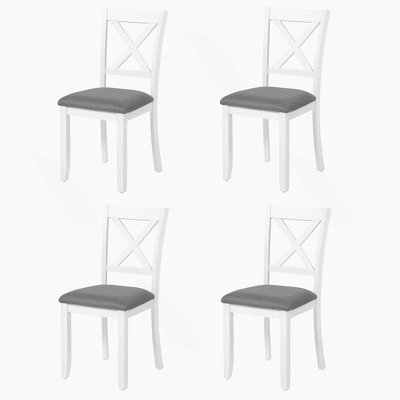 Dining Chairs Only, Wooden Dining Chairs Set Of 4, Kitchen Chair With Padded Seat, Upholstered Side Chair For Dining Room, Living Room, Kitchen, Grey