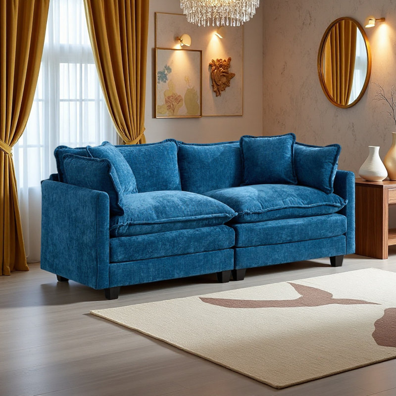 Causeuse Cloud, canapé modulaire moderne, pour chambre à coucher et appartement dans le salon, coussin de siège rembourré à double couche confortable, tissu chenille respirant