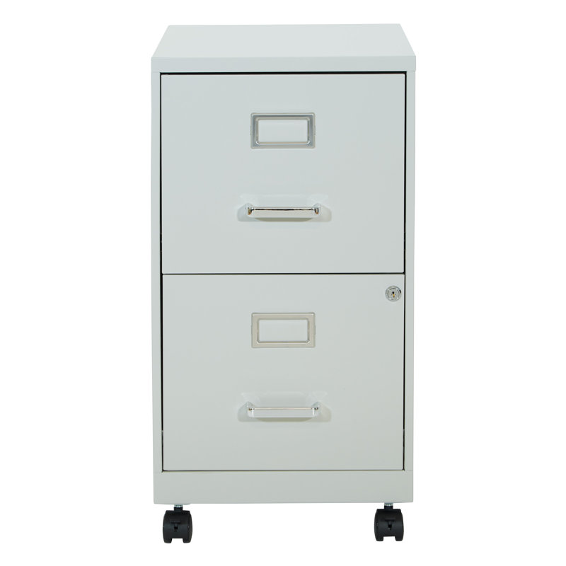 14.25'' Wide 2 -Drawer Mobile Steel File Cabinet, Gray