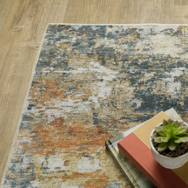 Tapis jaune / gris / bleu Meltzer, Tapis de couloir 2 pi x 8 pi