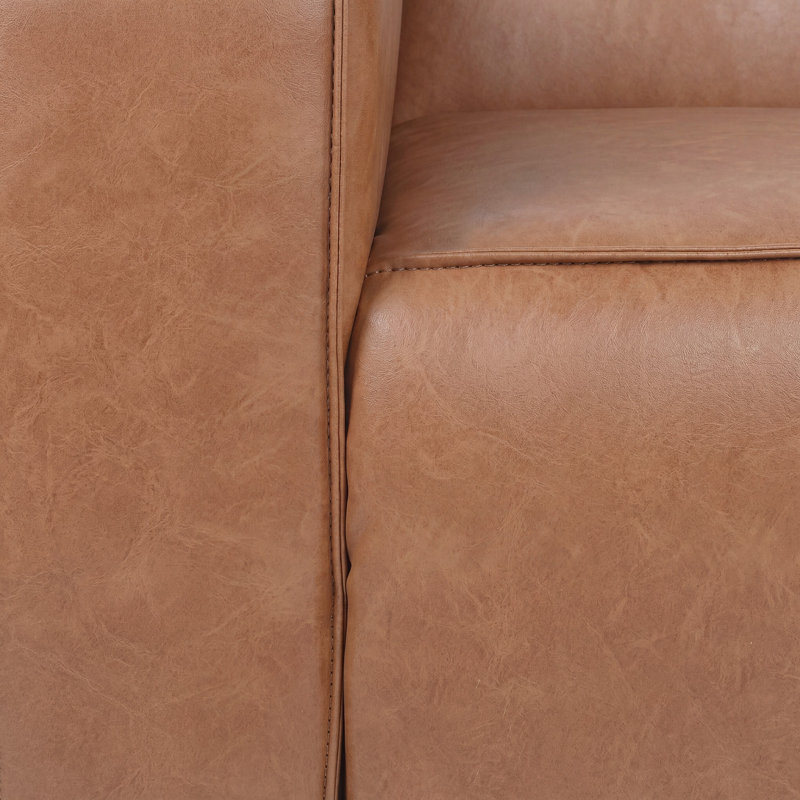 Fauteuil club Suheil, Similicuir cognac