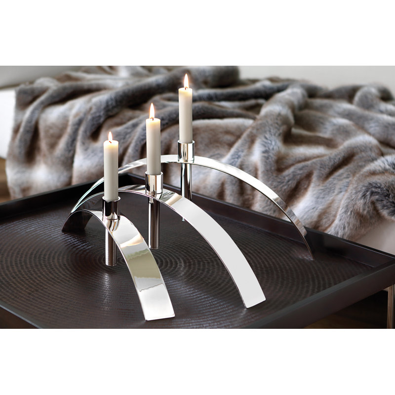 Sydney Metal Tabletop Candlestick, 22cm H x 56cm W x 6cm D