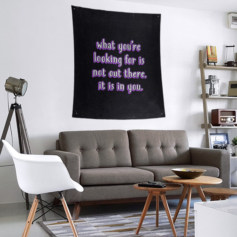 Tapisserie tableau noir quote self confidence quot, H 104 po x l 88 po, Mauve
