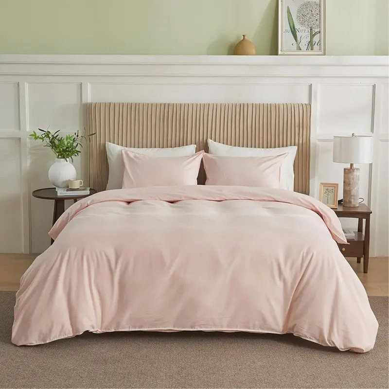 Housse de couette plissée rose très grand, Housse de couette pour très grand lit, Rose