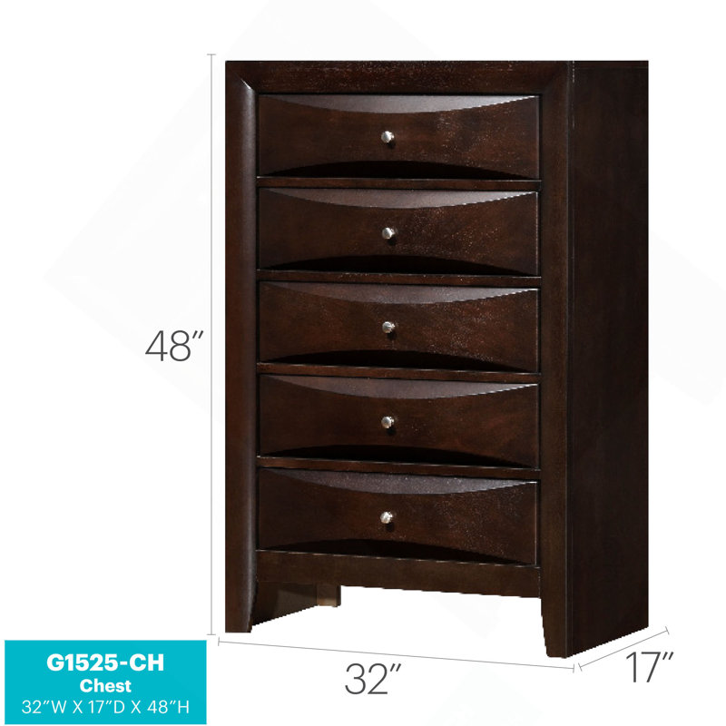 Vertical Chest With Curved Drawer Design, Cappuccino