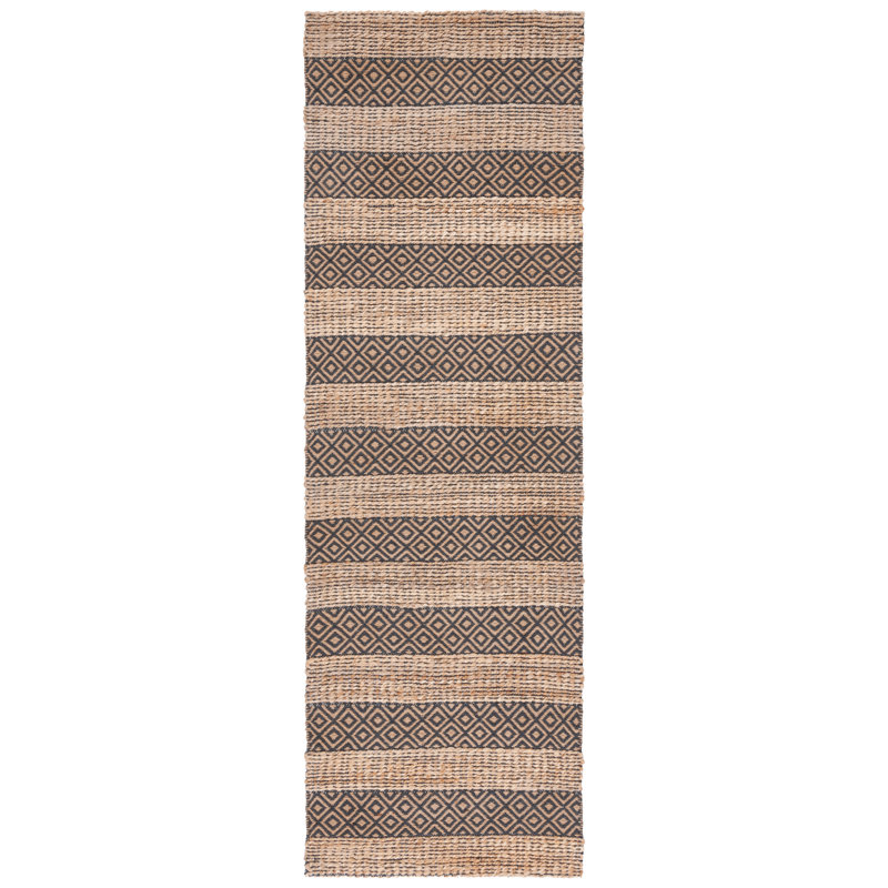 Sonny Geometric Flatweave Charcoal/Natural Area Rug, Runner 2'3" x 8'