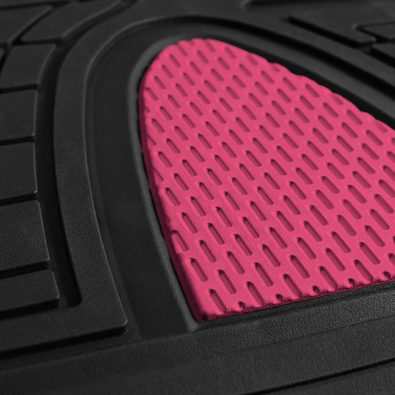 Trimmable ClimaProof Heavy Duty Tall Channel Non-Slip Rubber Floor Mats Full Set, Pink