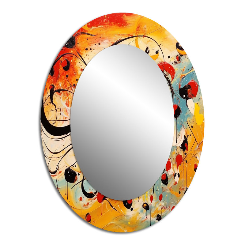 All That Jazz Colorful Joy - Large Oval Wall Mirror On Metal, 40" x 30"