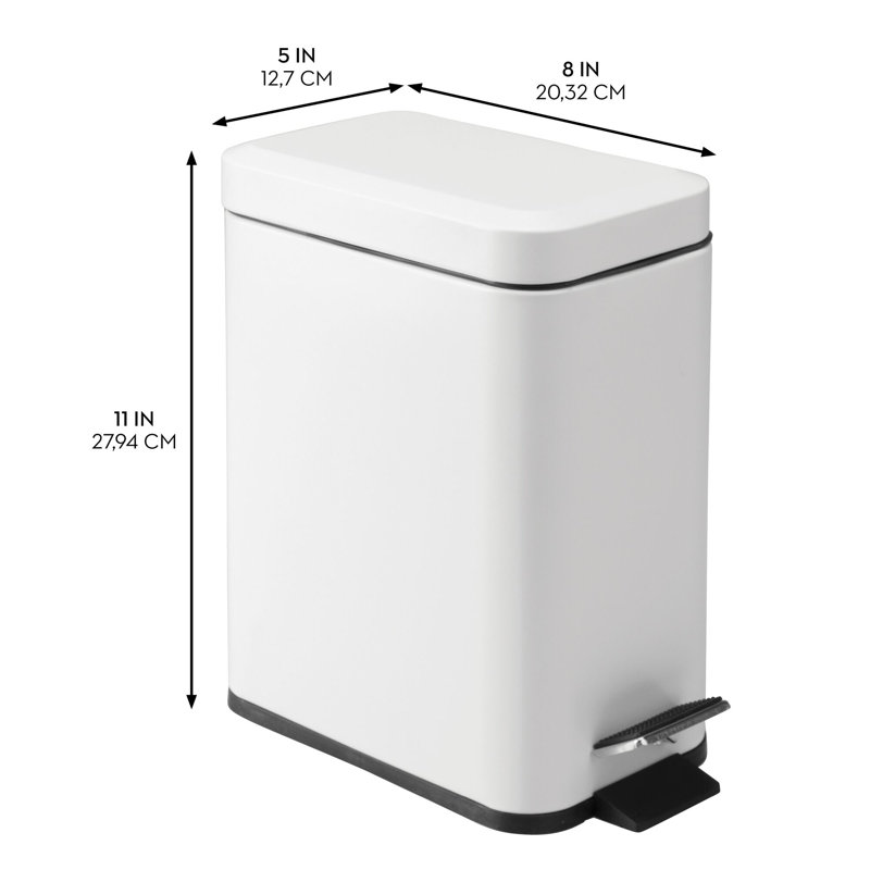 Rectangular Compact 1.3 Gallon Bathroom Step Trash Can - Perfect for Primary Bathrooms, Guest Baths, and Powder Rooms
