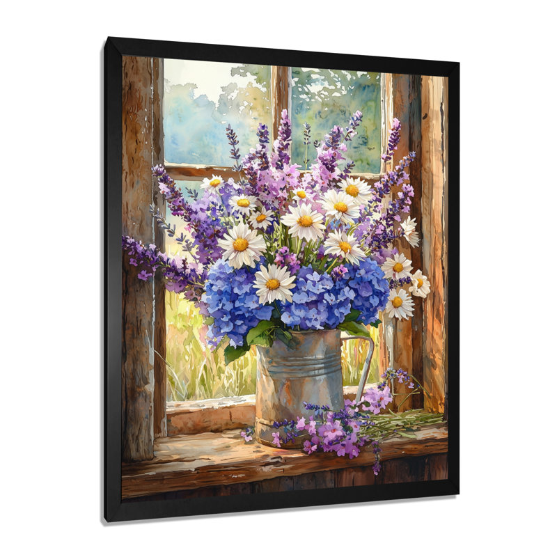 Jaeonna - impression sur toile florale, H 40 po x l 30 po, Picture Framed, Noir, noir, noir, noir