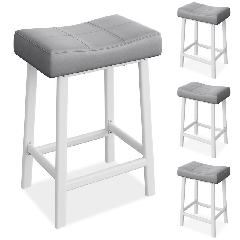 Counter Height Bar Stools Set Of 4, 24 Inch Barstools For Kitchen Island Counter, Grey