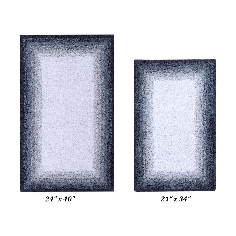 Ensemble de tapis pour salle de bain 100% coton 2 pièces Torrent, 2 pièces (21 po x 34 po | 24 po x 40 po), Gris