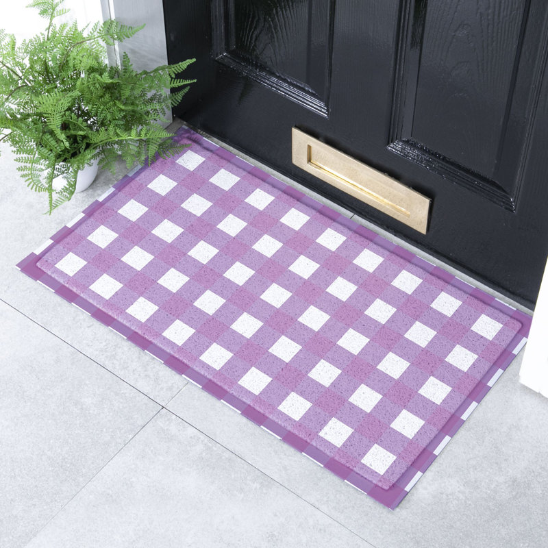 Chisato Non-Slip Indoor / Outdoor Doormat, White/Purple