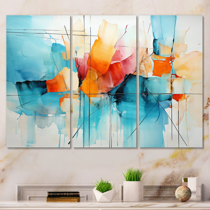 Collage Symphony I - 3 impressions sur toile tendue, H 28 po x l 36 po x P 1 po