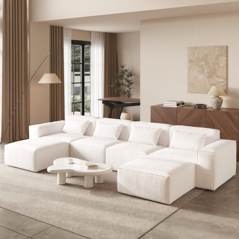 Canapé modulaire en velours 6 pièces Cloud, Beige