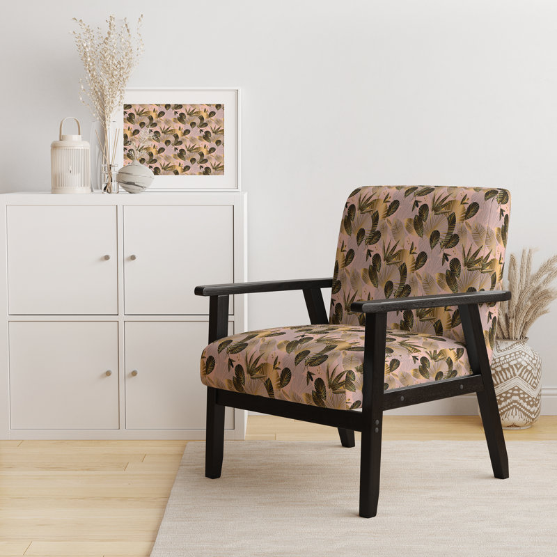 Fauteuil d'appoint rembourré Mid-Century 'Gazsi - Golden Foliage III'