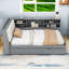Lit plateforme en bois avec lit gigogne et tête de lit-593007604-593007603