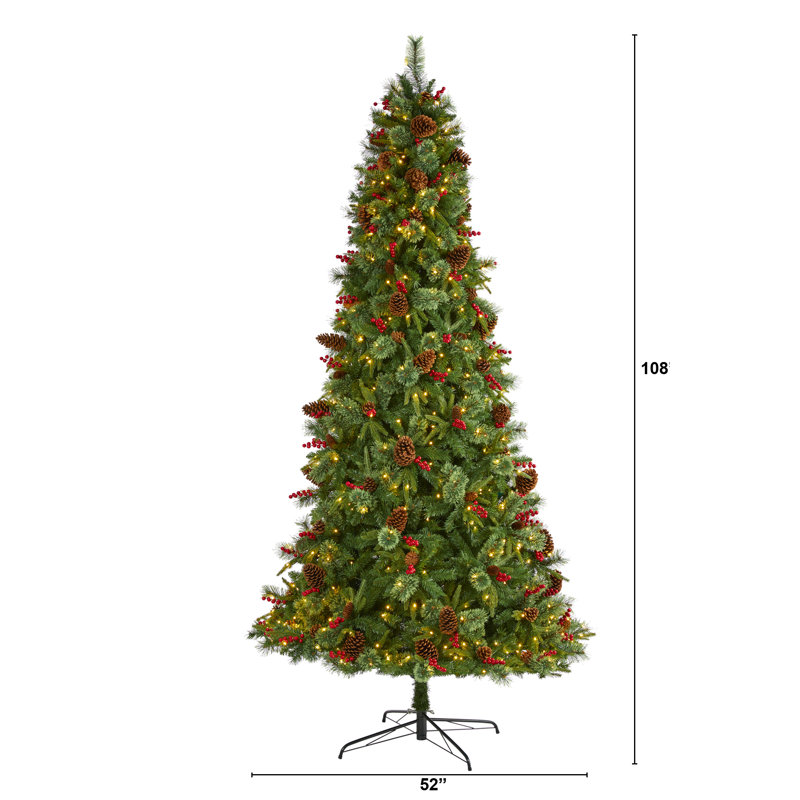 Lighted Artificial Christmas Tree, 9' H