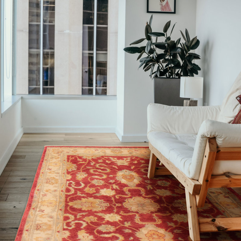 Tapis unique en laine noué à la main 4 pi 1 po x 6 pi 3 po nouvel âge Millerton