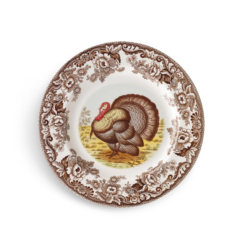 Spode - Woodland - Assiette à soupe - Dinde - Brun / Blanc