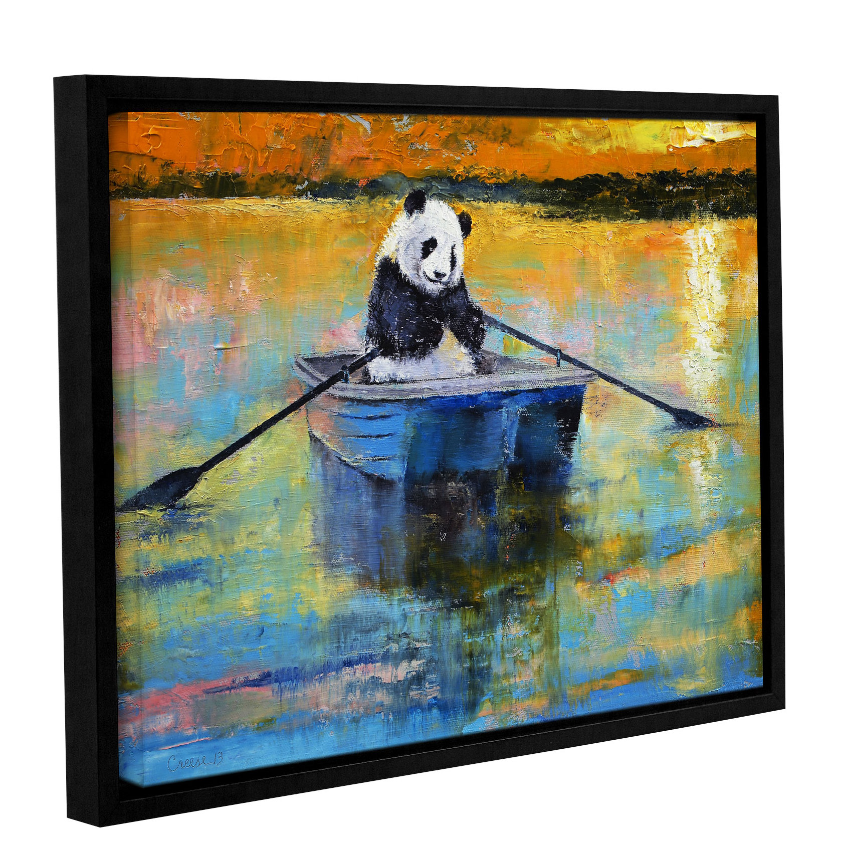 Bungalow Rose 'Panda Reflections' Framed Painting Print Wrapped on ...