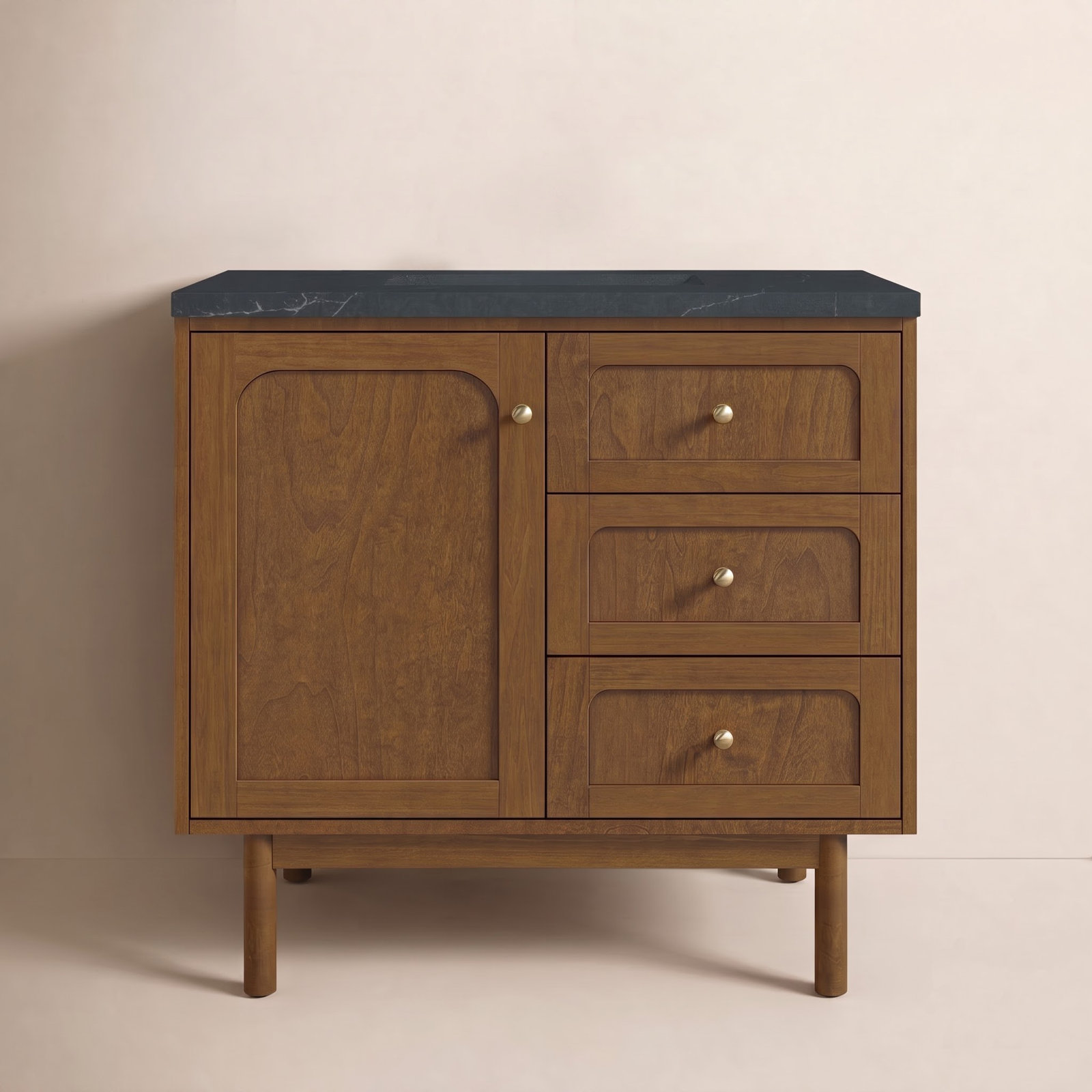 Laurent 36" Single Bathroom Vanity, Honey Brown, Charcoal Soapstone, 8" Widespread