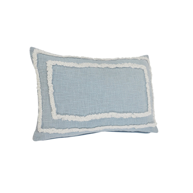 Sky Blue and White Organic Cotton Rectangular Pillow Cover