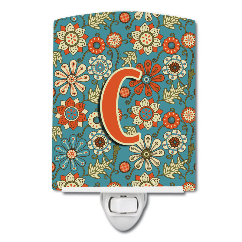 Éclairage de nuit en céramique fleurs, C