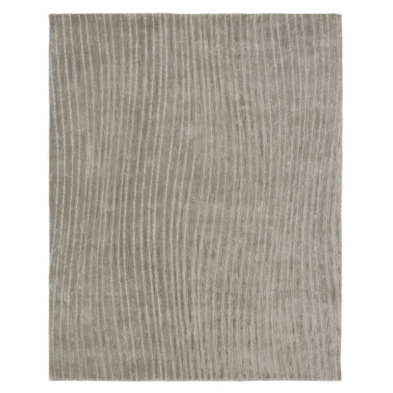 Hand Knotted Bamboo Slat / Seagrass Striped Area Rug, Rectangle 6' x 9'