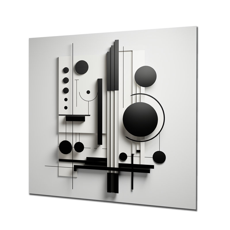 «Geometric Essence Monochrome Balance II - Minimalisme», art mural, Pas de métal encadré, H 36 po x l 36 po x P 1,5 po