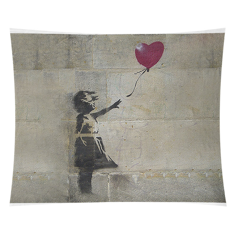 Tapisserie de la fille en polyester sur colonne, H 88 po x l 104 po x P 1 po