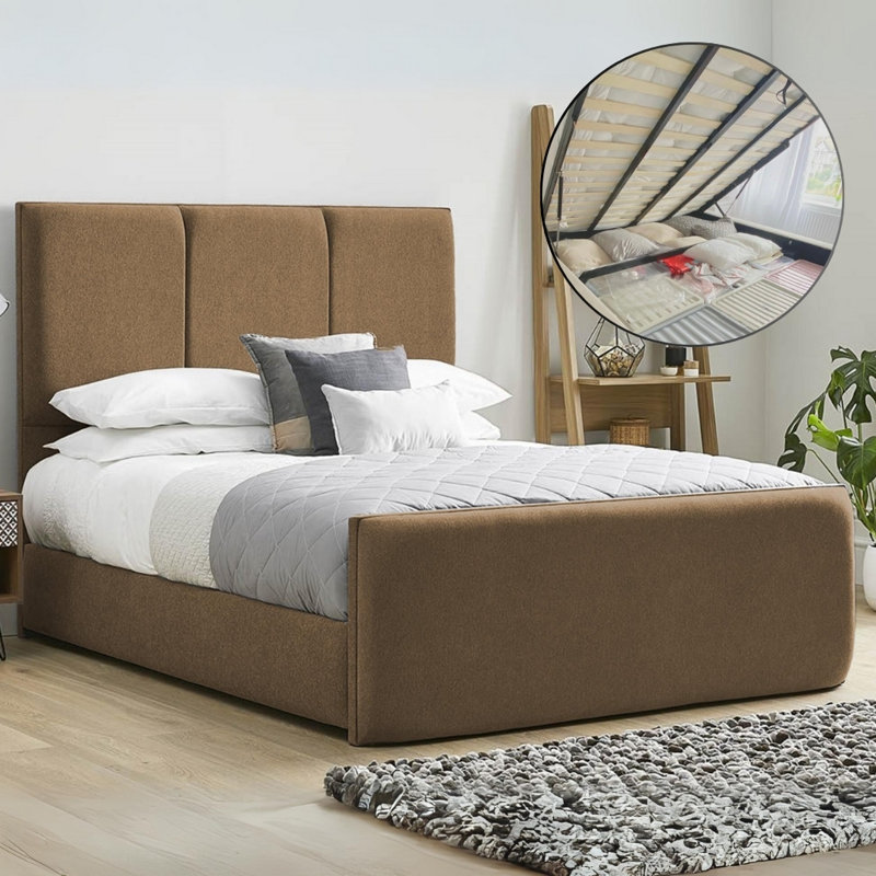 Ledley Kailua Upholstered Bed Frame - Plush Velvet with Headboard and Sprung Slats, Burgundy, Kingsize (5')