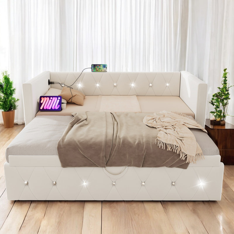 Bia Upholstered Bed, Beige