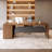 Walnut L-Shaped Solid Wood desks-107526694-107526698