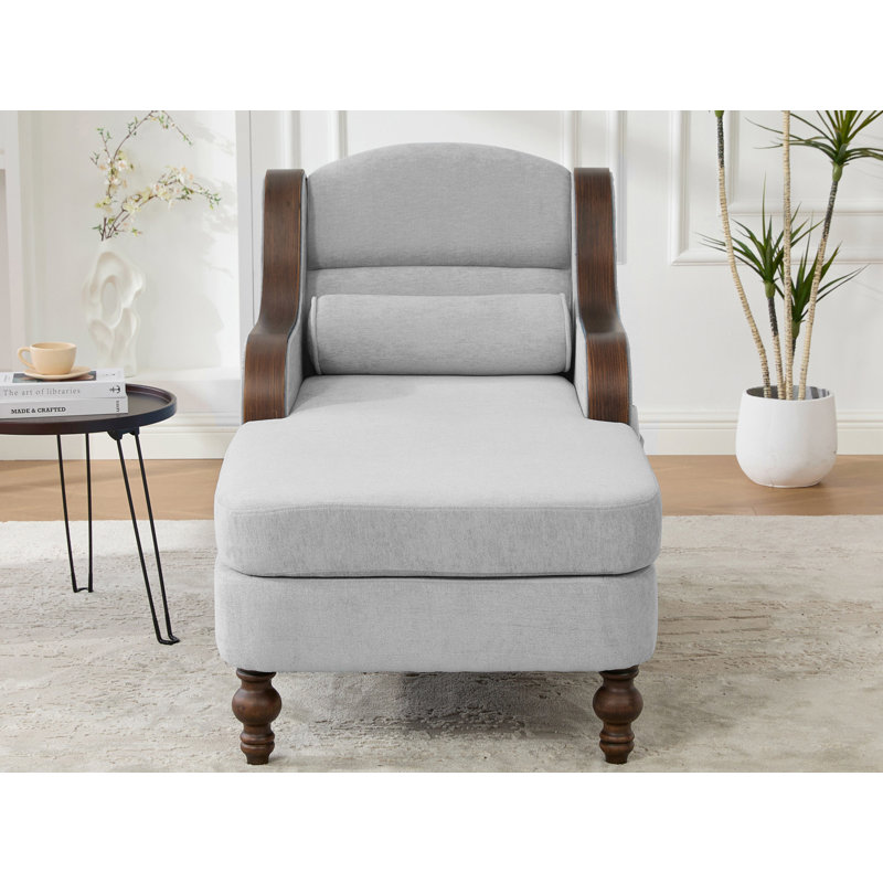 Chaise longue rembourrée avec poches latérales, Gris