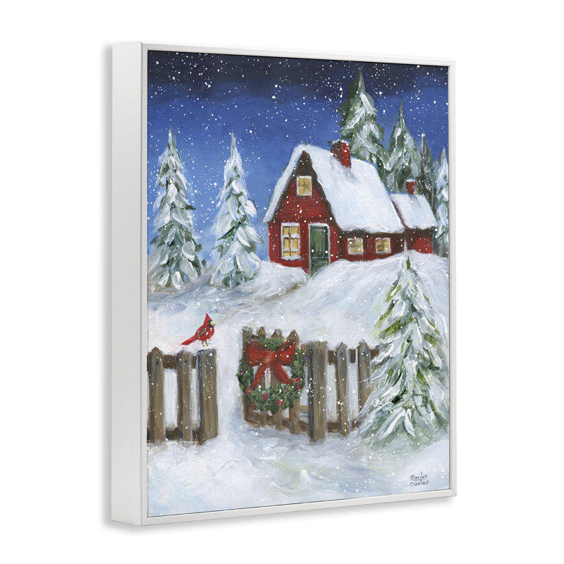 Art traditionnel sur toile, scène traditionnelle d'hiver par Marilyn Dunlap, Giclée encadrée blanc bord de mer