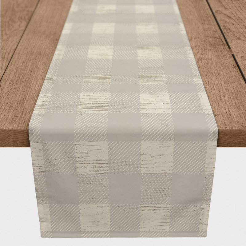Gray Buffalo Check Table Runner, 72" x 16"