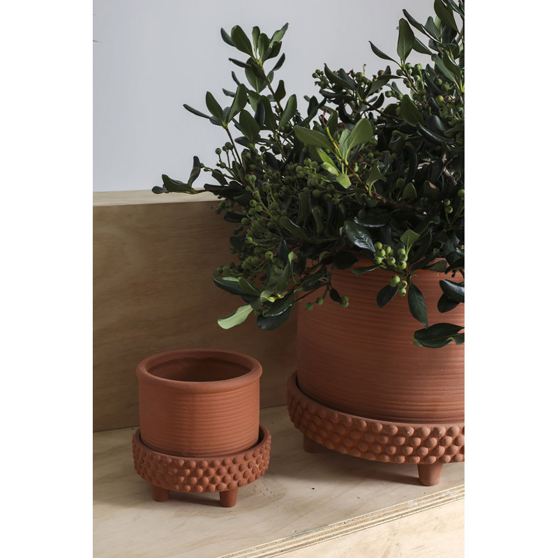 Hendrikka Handmade Ceramic Pot Planter, 6" H x 6.25" W x 6.25" D, Terracotta