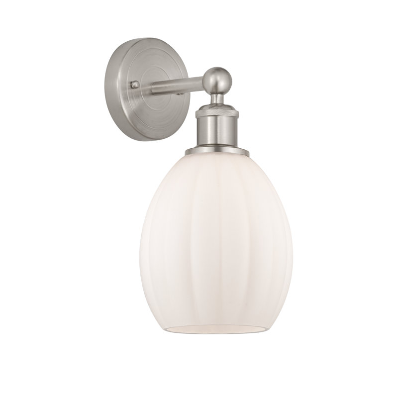 Casandria Armed Sconce, Matte White, Brushed Satin Nickel