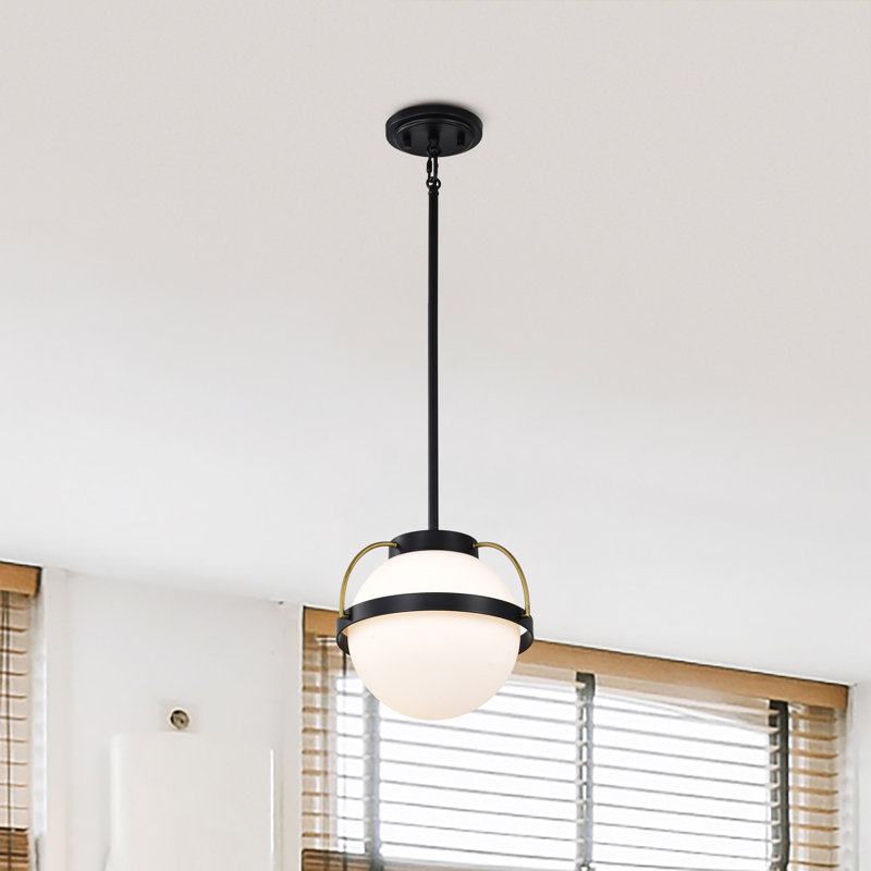 Luminaire suspendu sphère 1 lumière Whit, Noir mat, H 48,8 po x l 10 po x P 10 po