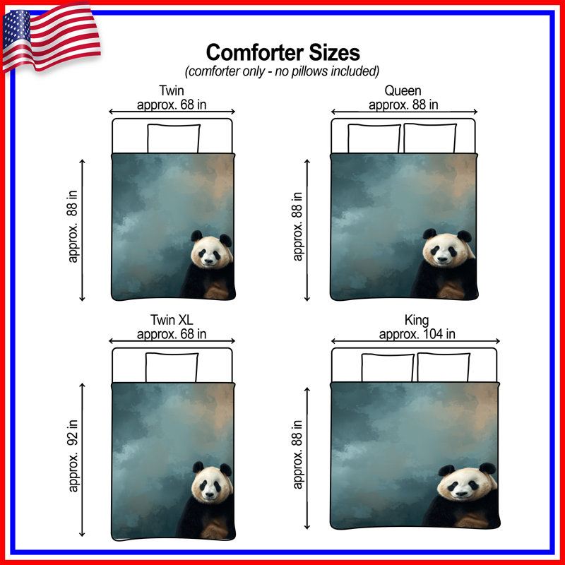 Panda Portrait Art Comforter, Twin