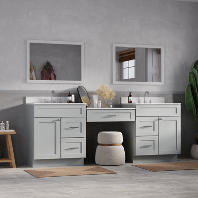 91'' Double Bathroom Vanity with Quartz Top