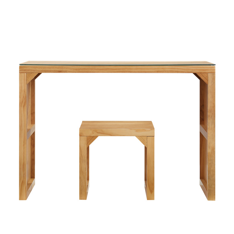 Carilla Wood 17.72" Dining Bench and Table Set