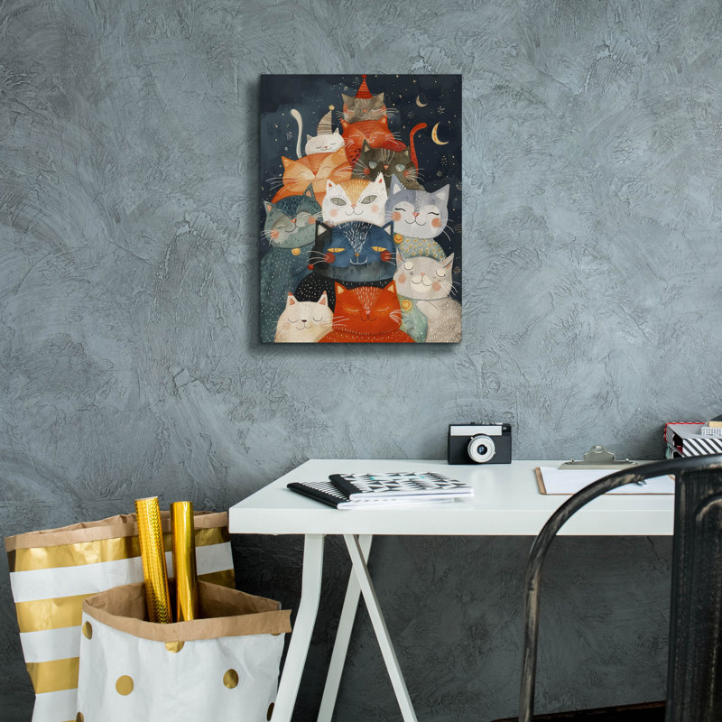  «Pile Of - Cats» par Doron David, art mural sur toile, 12 po x 16 po, H 16 po x l 12 po