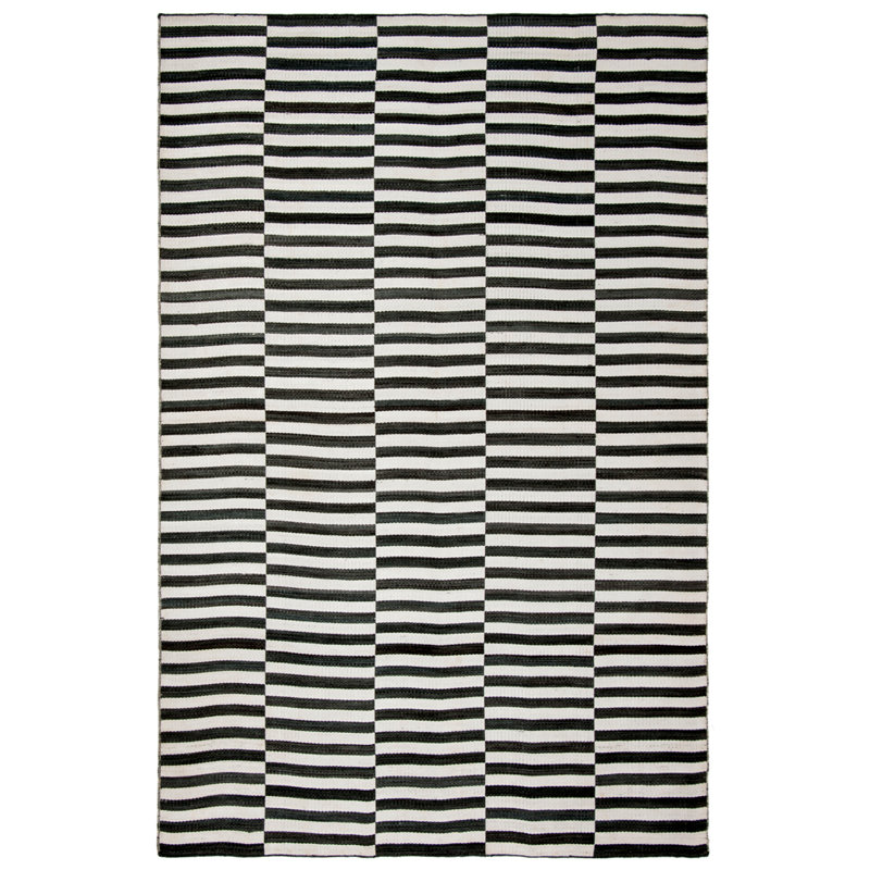 Cameron Striped Area Rug in Black/Ivory, Rectangle 8' x 10'