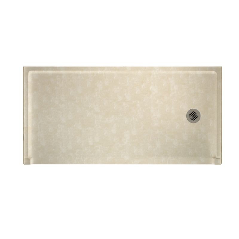 Base de douche à seuil simple 30 po x 60 po Solid Surface, Côté droit, Blanc