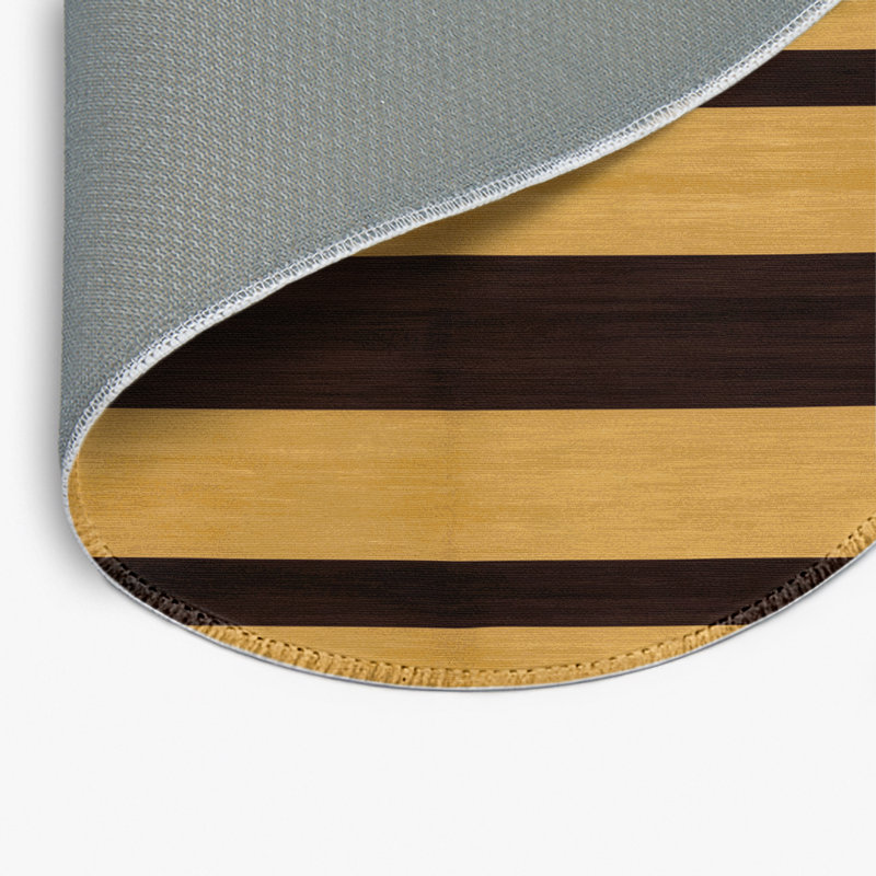 Tapis intérieur / extérieur jaune HorizontalStripes, Rond 5 pi