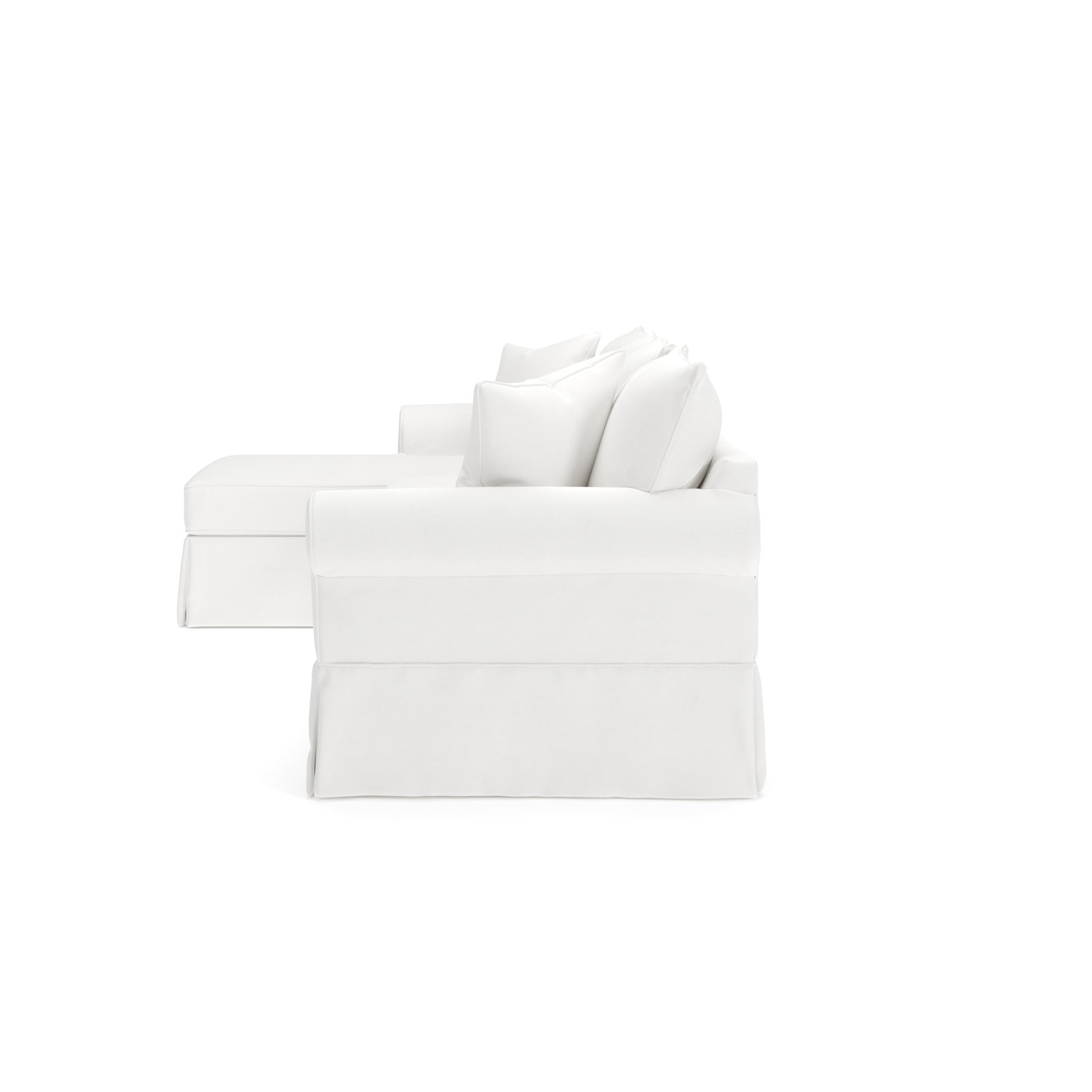 Amari Slipcovered Chaise Sectional, Left Hand Facing, Bayou Off White Canvas