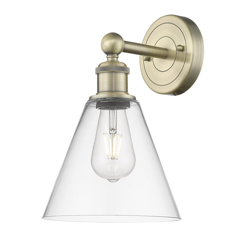 Beva Steel Armed Sconce, Clear, Antique Brass